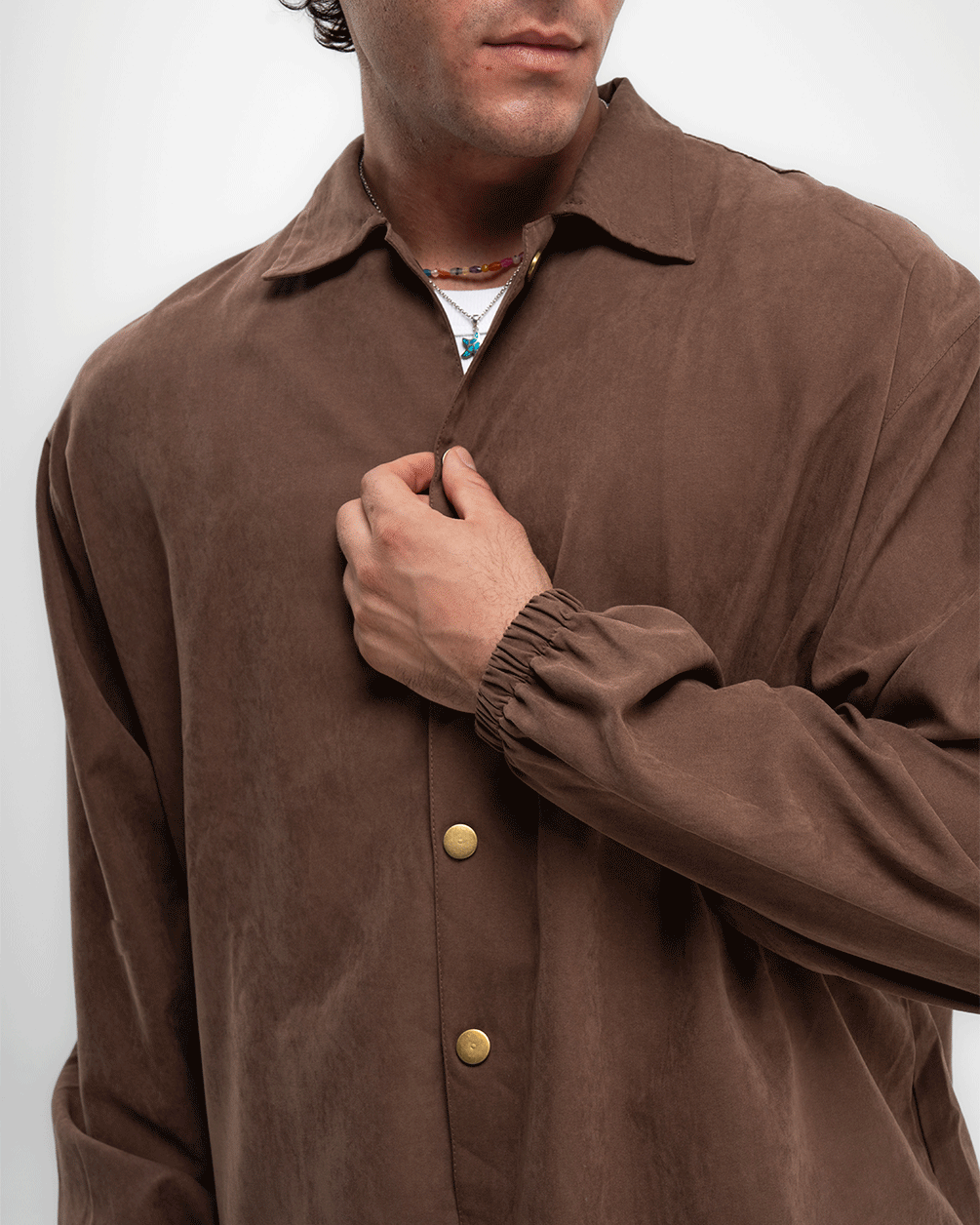 Brown Oversized Textured Windbreaker Windbreaker IN YOUR SHOE