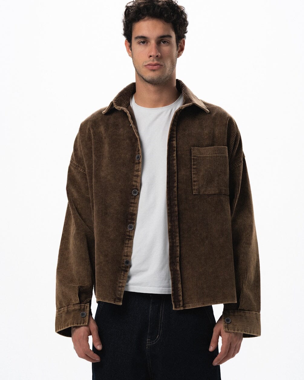 Brown Oversized Washed Corduroy Shirt Corduroy Shirts IN YOUR SHOE