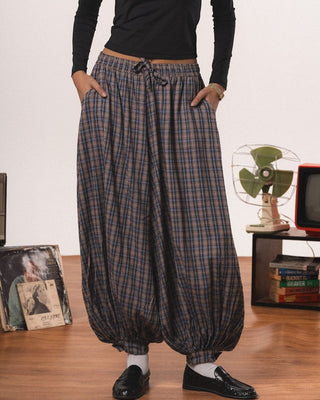 Brown Plaid Balloon Pants Pants IN YOUR SHOE