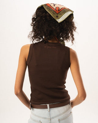 Brown Stitched Tank Top Tank Tops IN YOUR SHOE XL