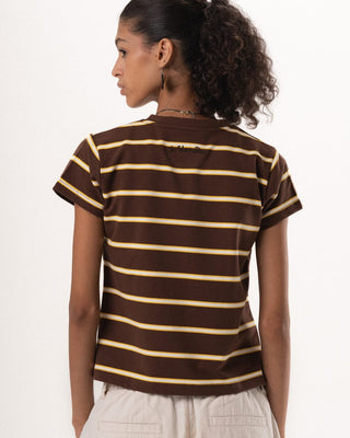 Brown Striped Loose Fit Baby Tee Baby Tees IN YOUR SHOE L