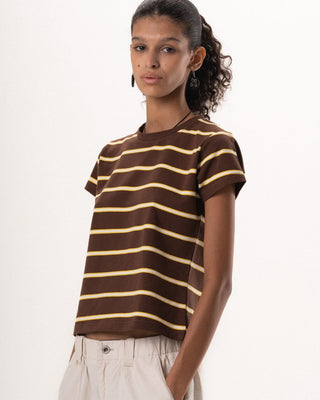 Brown Striped Loose Fit Baby Tee Baby Tees IN YOUR SHOE