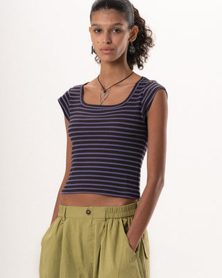 Brown Stripped Square Neck Top Tops IN YOUR SHOE L