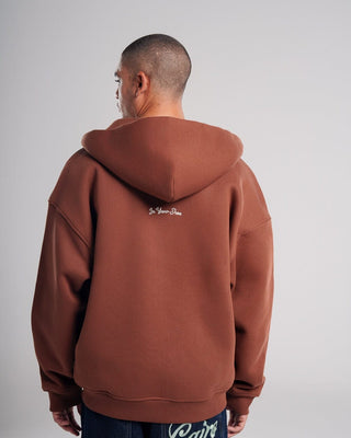 Brown Super Heavy Oversized Zip-Up Hoodie Zip Up Hoodies IN YOUR SHOE