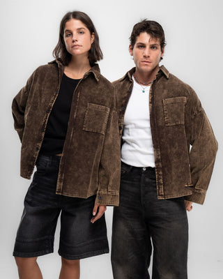 Brown Super Oversized Washed Corduroy Shirt Corduroy Shirts IN YOUR SHOE