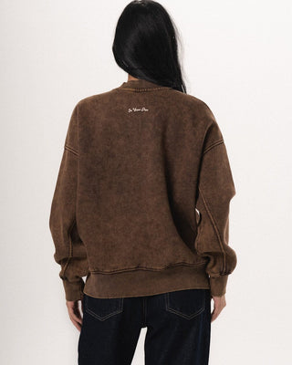 Brown Washed Boxy Crewneck Acid Washed Crewnecks IN YOUR SHOE XL