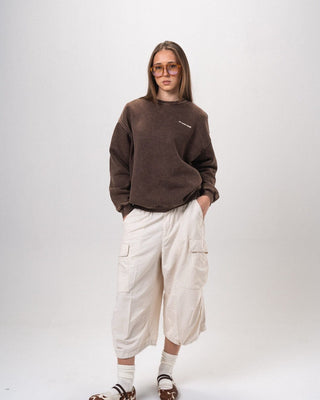 Brown Washed Oversized Crewneck Acid Washed Crewnecks IN YOUR SHOE L