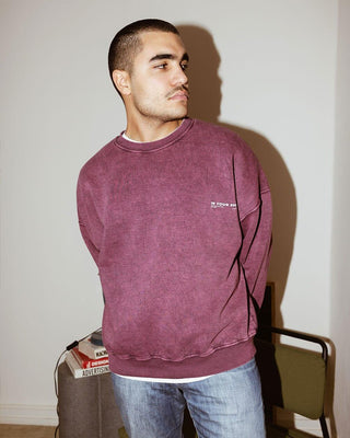 Burgundy Acid Washed Crewneck Acid Washed Crewnecks IN YOUR SHOE L