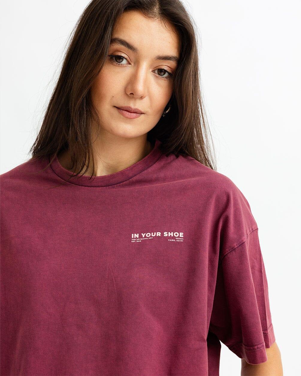 Burgundy Acid Washed Oversized Tee Washed Oversized Tee IN YOUR SHOE