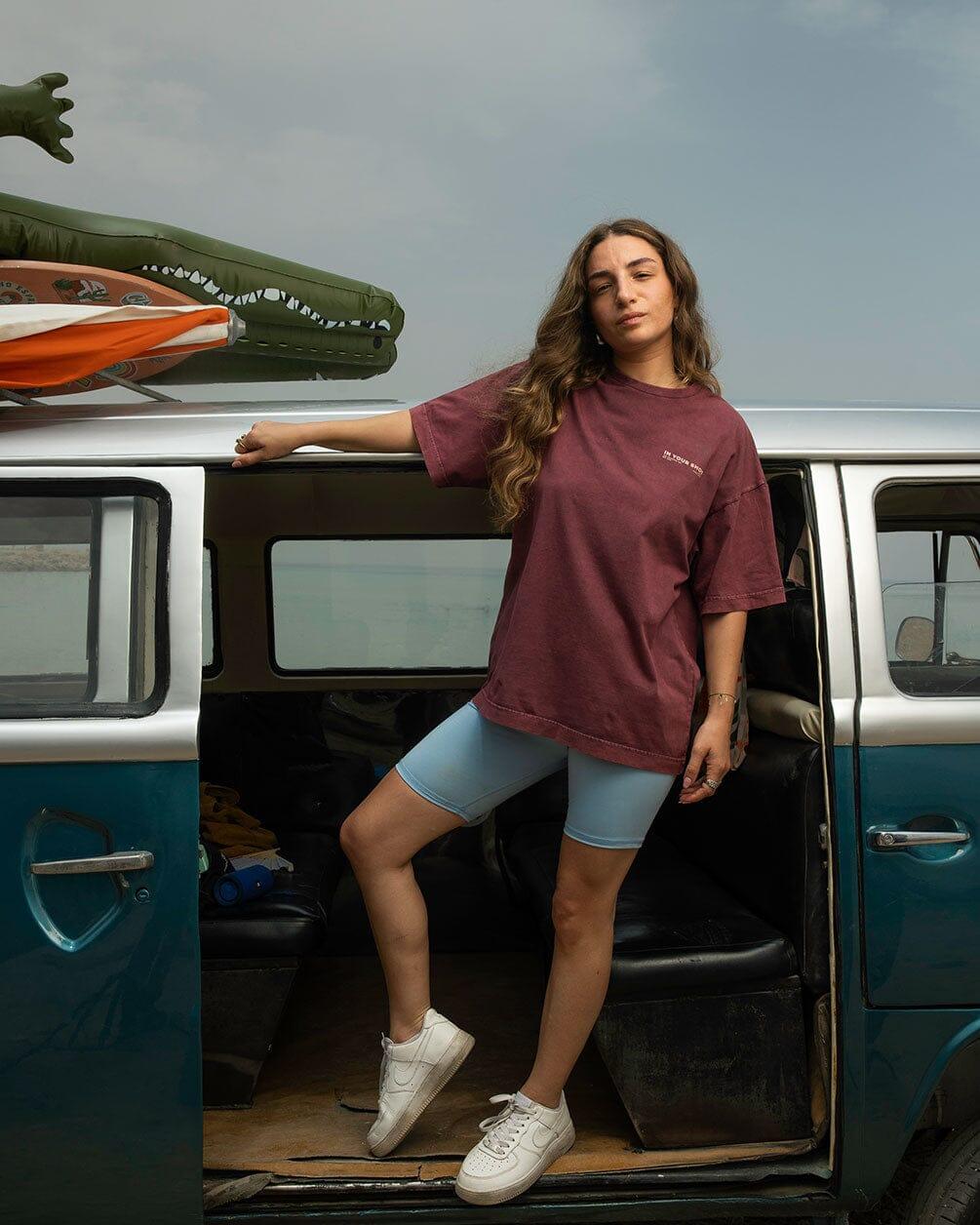 Burgundy Acid Washed Oversized Tee Washed Oversized Tee IN YOUR SHOE S