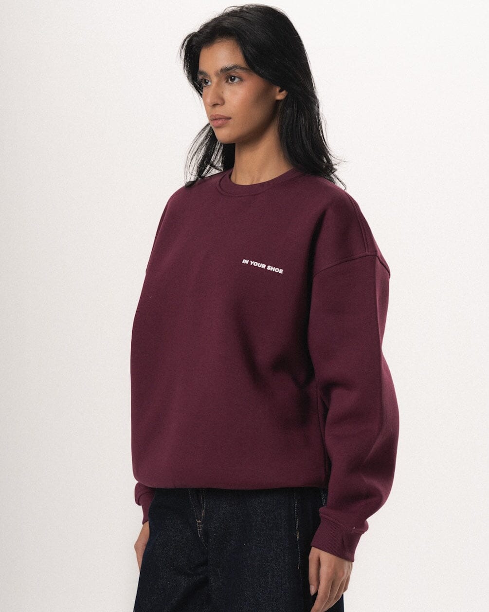 Burgundy Basic Oversized Crewneck Crewnecks IN YOUR SHOE