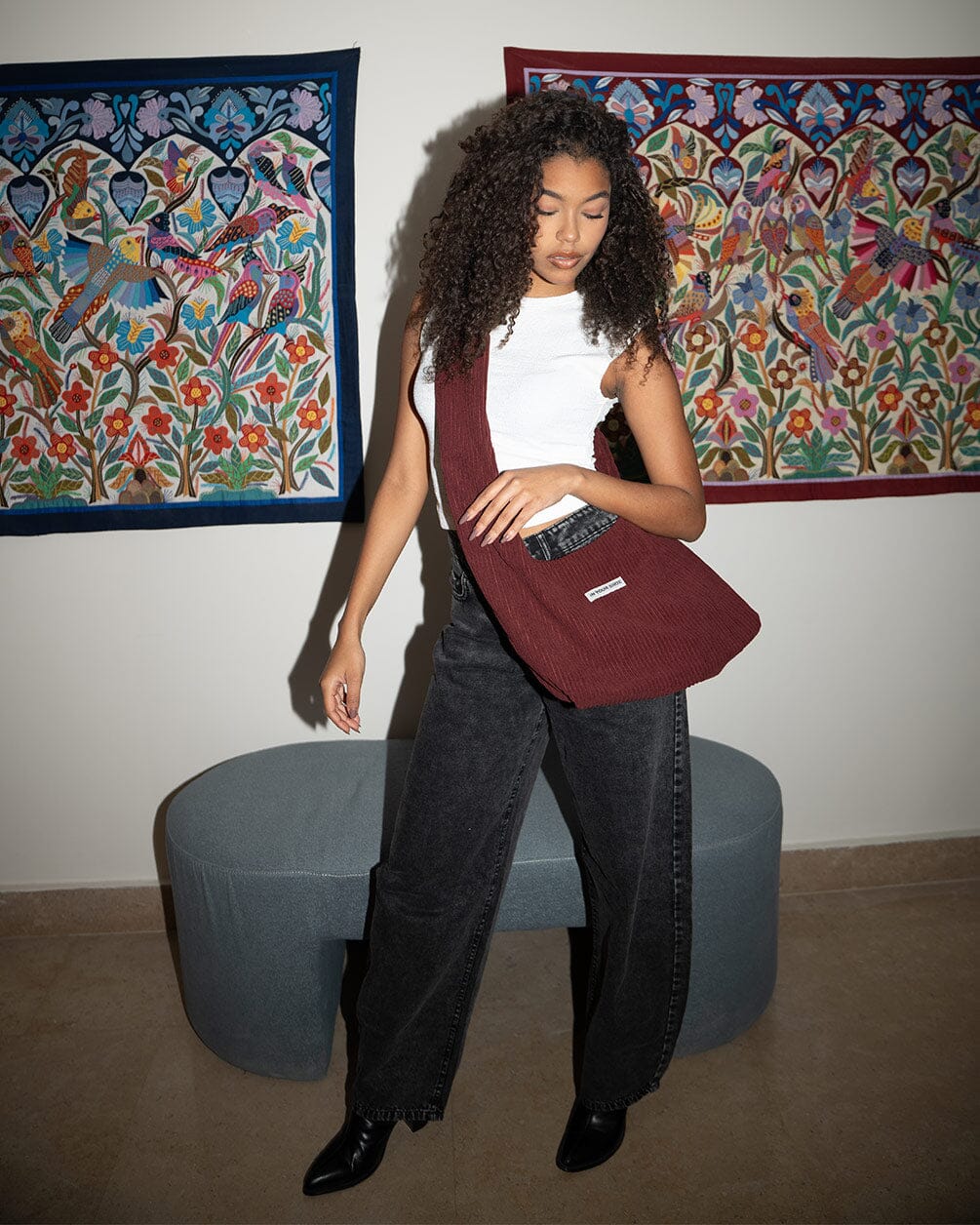 Burgundy Corduroy Bow Bag Corduroy Bag IN YOUR SHOE