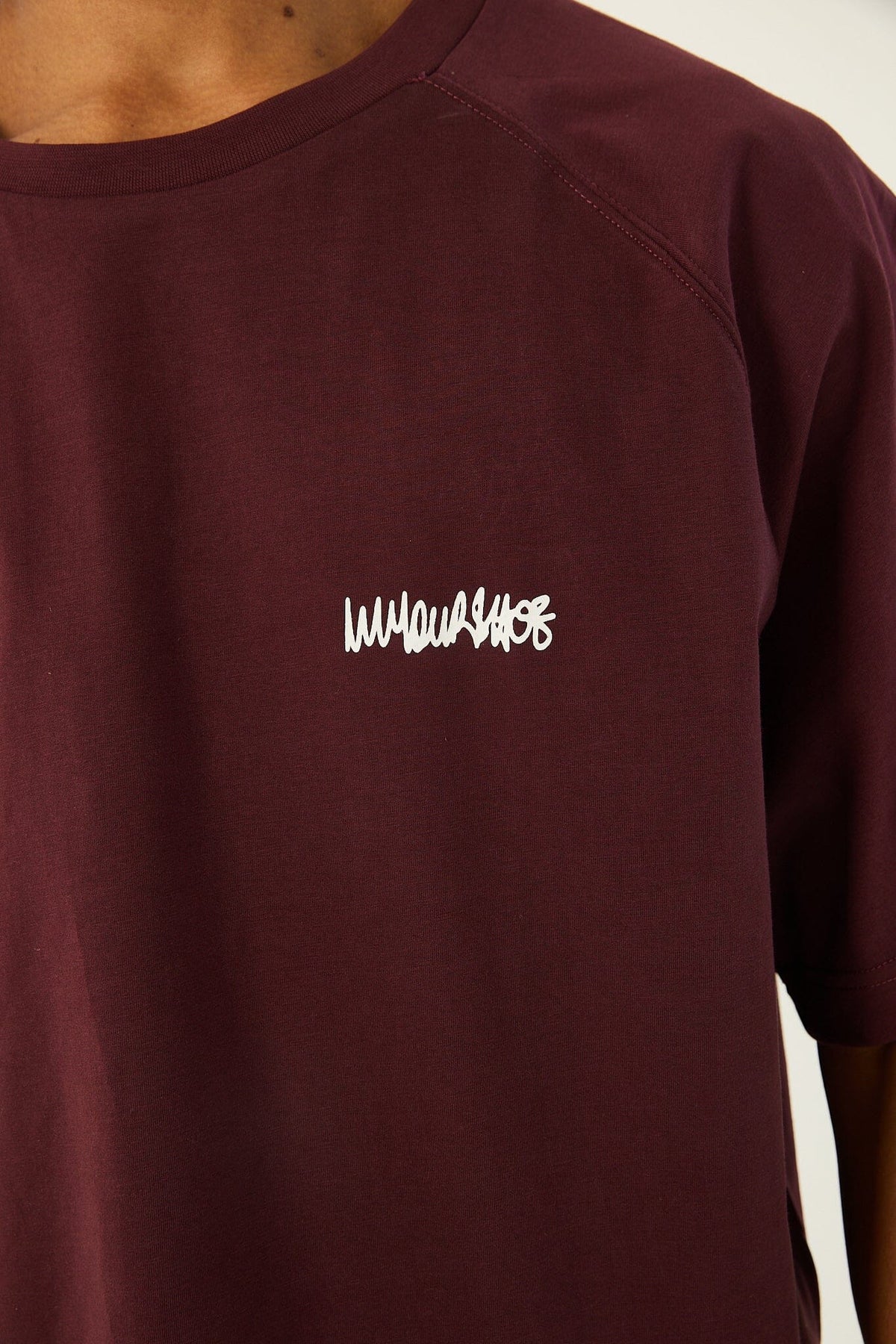 Burgundy IYS Printed Boxy Fit Tee Printed Boxy Tee IN YOUR SHOE L