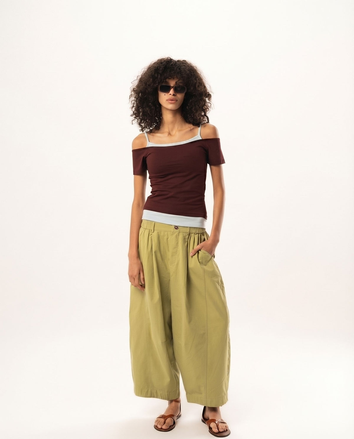 Burgundy Off Shoulder Double Layered Top Tops IN YOUR SHOE S