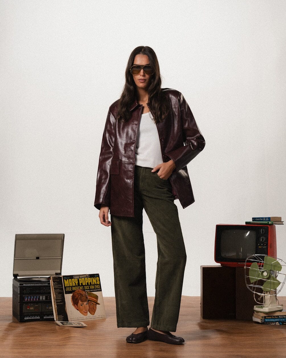 Burgundy Oversized Leather Blazer Leather Jacket IN YOUR SHOE S