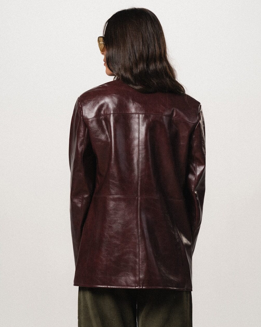 Burgundy Oversized Leather Blazer Leather Jacket IN YOUR SHOE XL