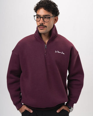 Burgundy Oversized Quarter Zipper Quarter Zipper IN YOUR SHOE M