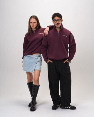 Burgundy Oversized Quarter Zipper Quarter Zipper IN YOUR SHOE S