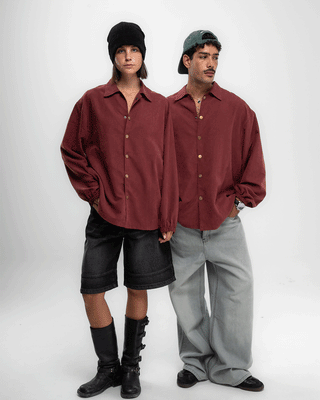 Burgundy Oversized Textured Windbreaker Windbreaker IN YOUR SHOE S