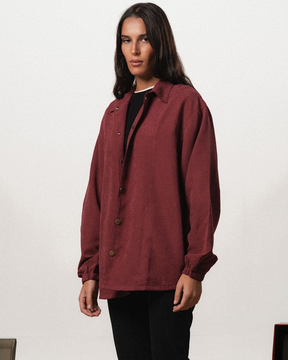 Burgundy Oversized Textured Windbreaker Windbreaker IN YOUR SHOE M