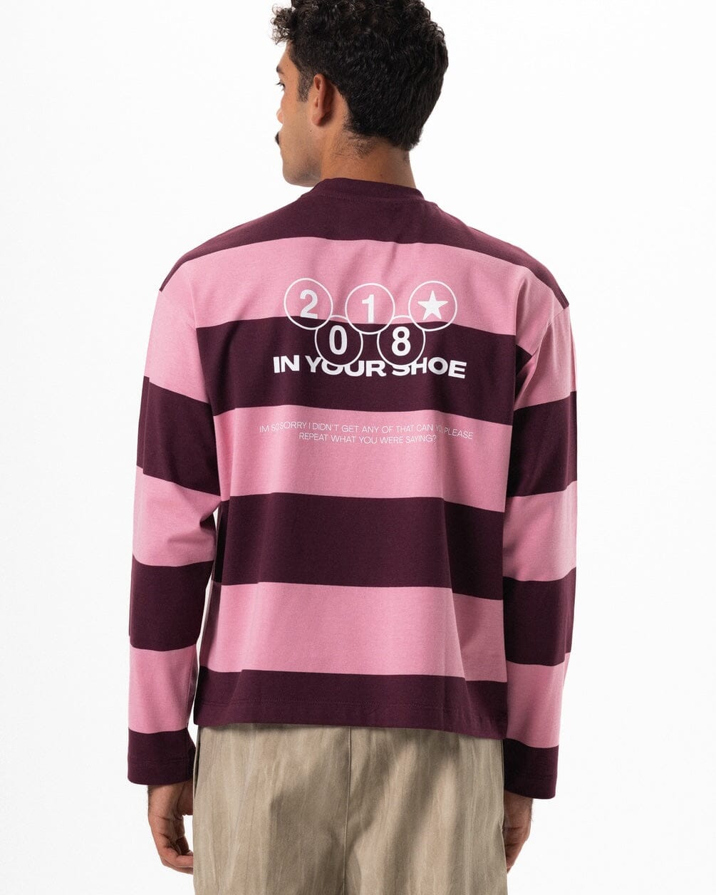 Burgundy & Pink Striped Daydreamer Boxy Long Sleeves Long Sleeves IN YOUR SHOE M