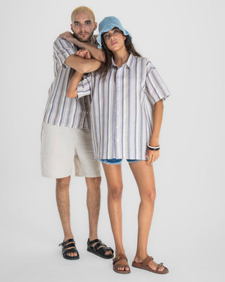 Burgundy Striped Colorful Short Sleeve Shirt Short Sleeve Shirt IN YOUR SHOE L