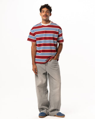 Burgundy Supernova Oversized Tee Striped Tees IN YOUR SHOE M