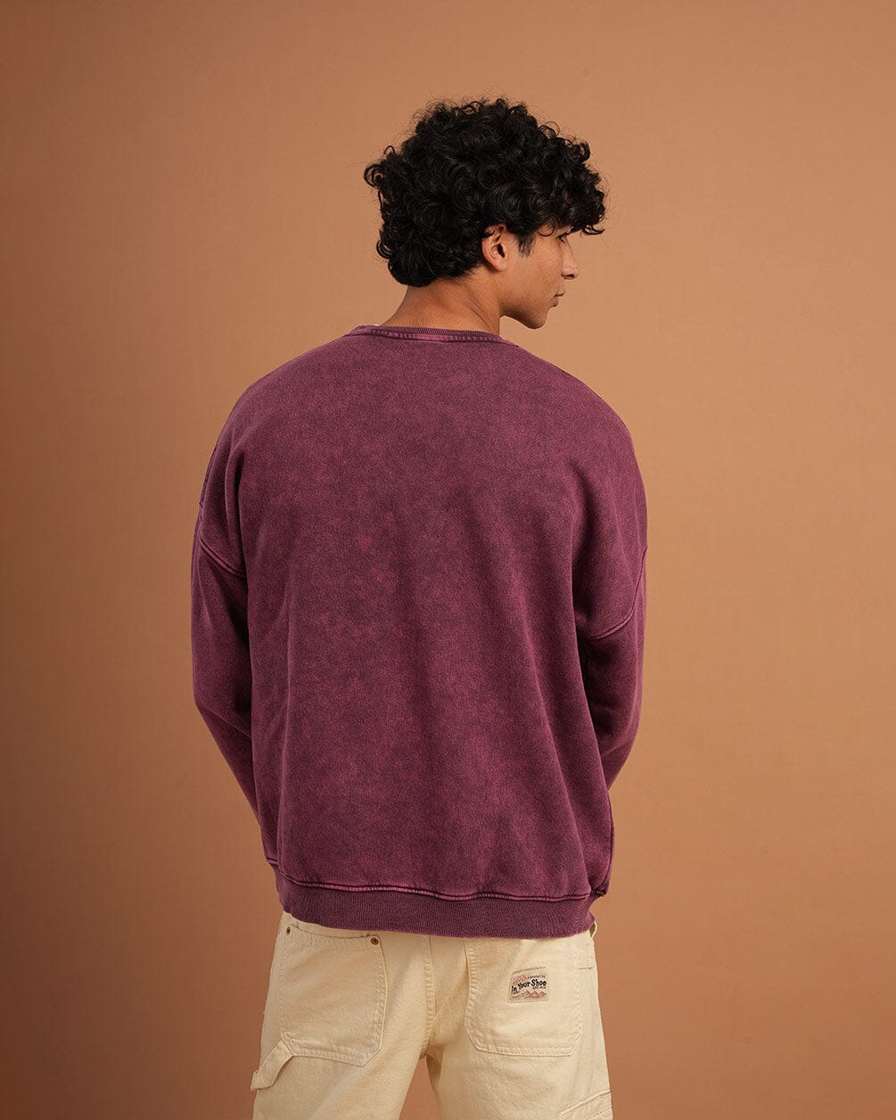 Burgundy Washed Boxy Crewneck Acid Washed Crewnecks IN YOUR SHOE
