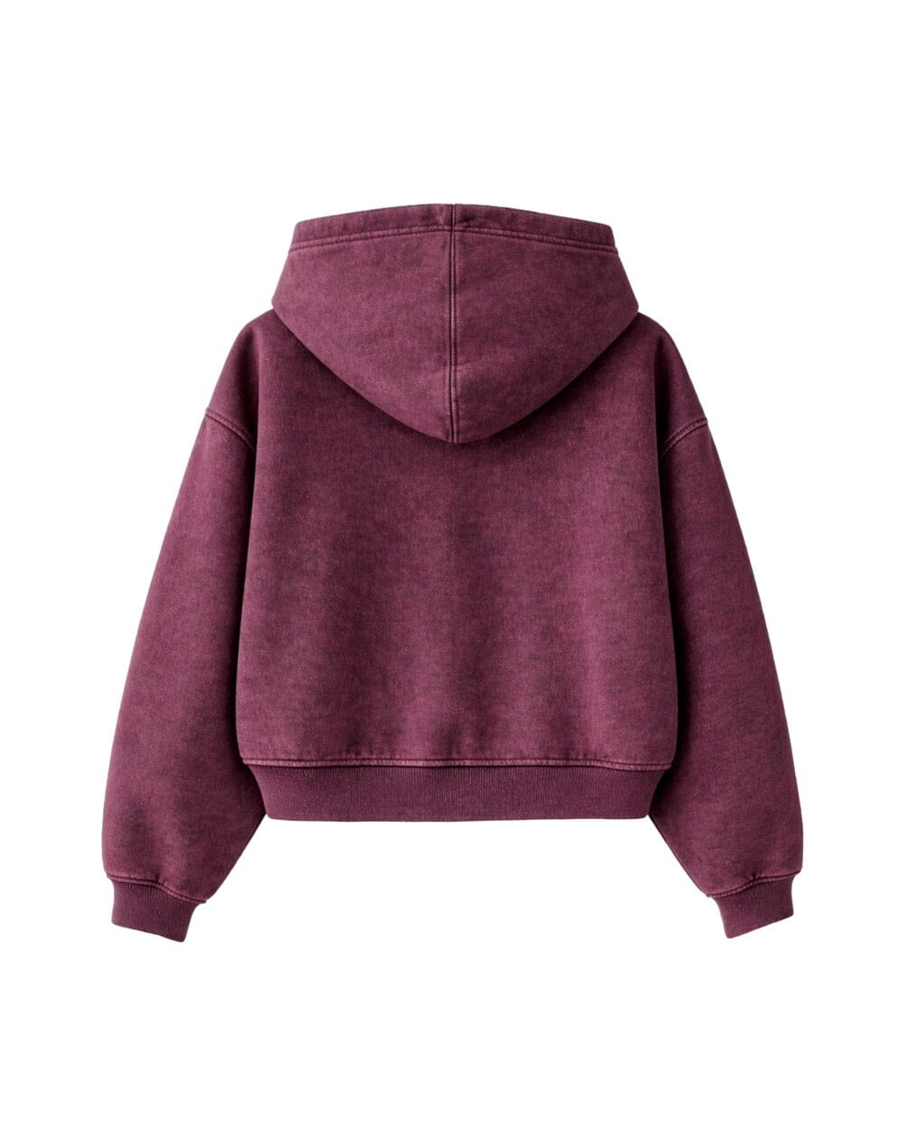 Burgundy Washed Boxy Zip-Up Hoodie Zip Up Hoodies IN YOUR SHOE M