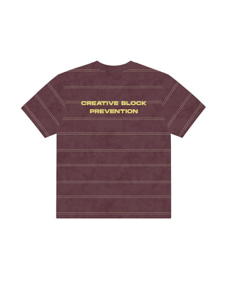 Burgundy Washed Striped Boxy Tee Printed Boxy Tee IN YOUR SHOE