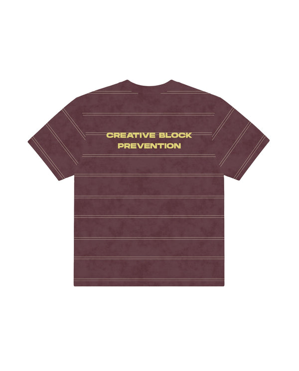Burgundy Washed Striped Boxy Tee