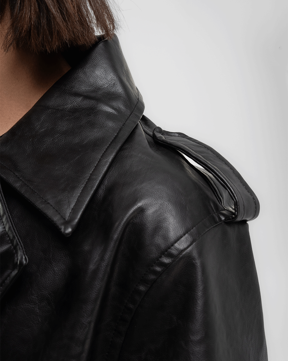 Buttoned Leather Coat Coats IN YOUR SHOE