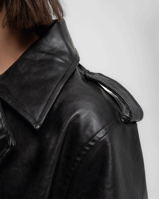 Buttoned Leather Coat Coats IN YOUR SHOE