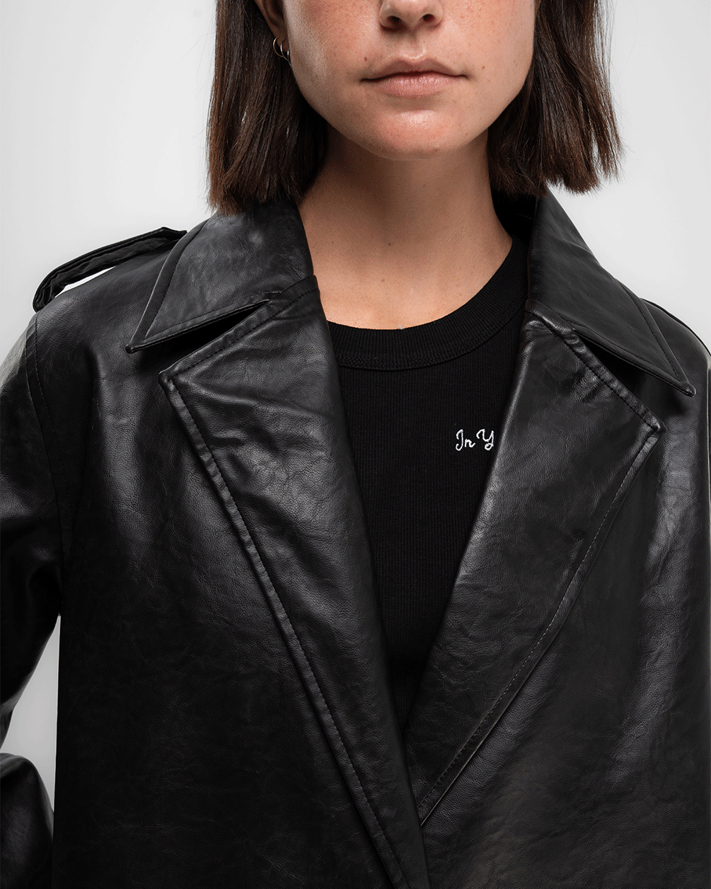 Buttoned Leather Coat Coats IN YOUR SHOE