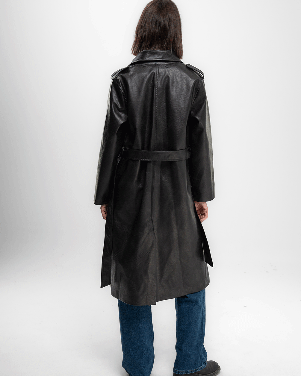 Buttoned Leather Coat Coats IN YOUR SHOE