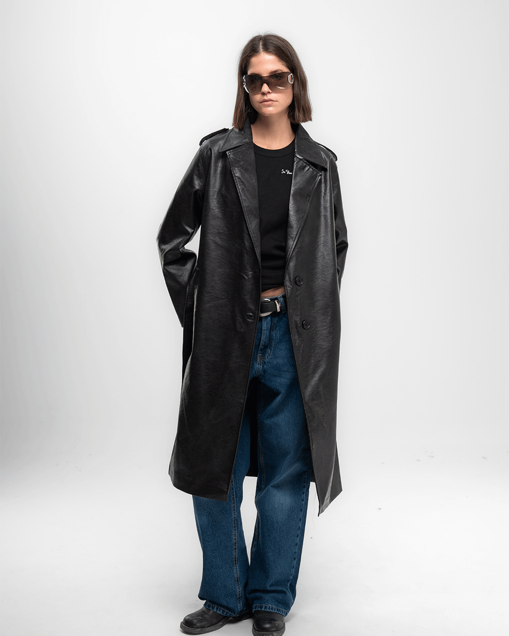 Buttoned Leather Coat Coats IN YOUR SHOE S