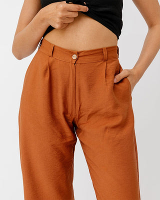 Camel Brown Linen Pants Linen Pants IN YOUR SHOE L