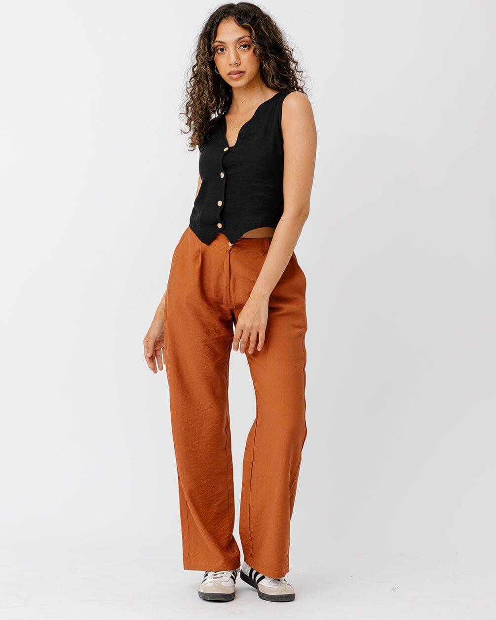 Camel Brown Linen Pants Linen Pants IN YOUR SHOE S