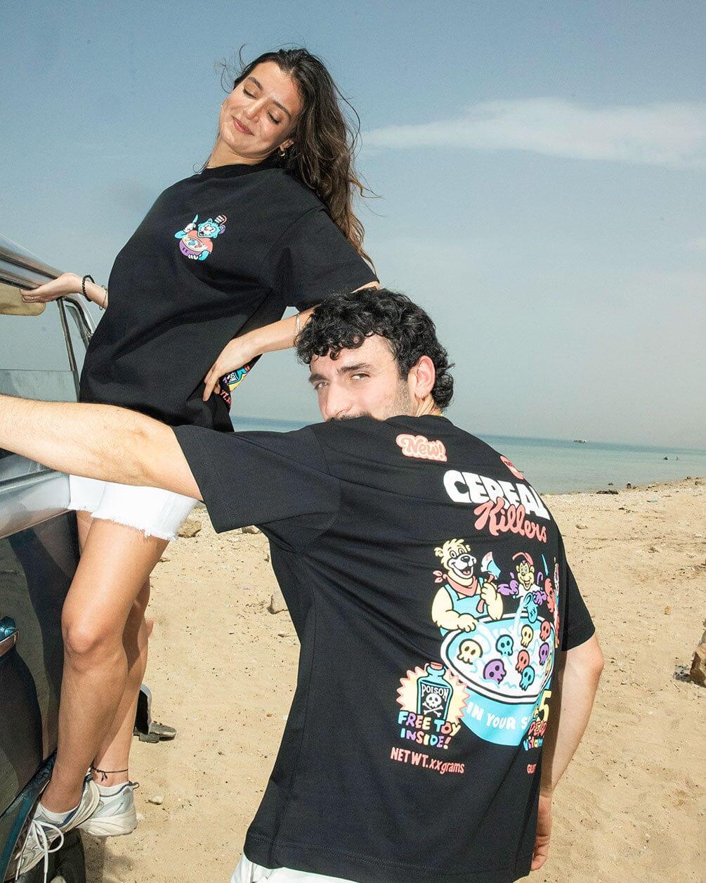 Cereal Killer Pt.2 Printed Oversized Tee Printed Oversized Tees IN YOUR SHOE L Black