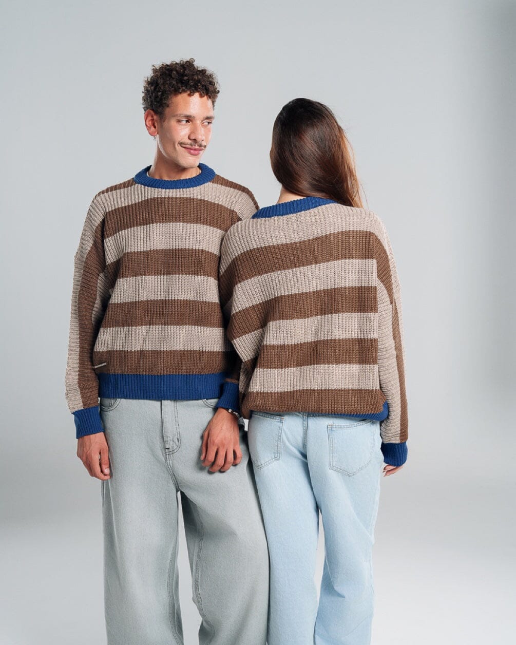 Choco and Beige Balloon Knitwear Pullover Knitwear IN YOUR SHOE M