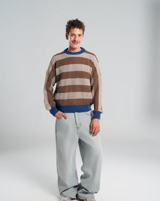 Choco and Beige Balloon Knitwear Pullover Knitwear IN YOUR SHOE L