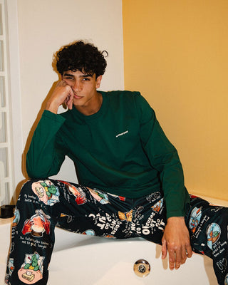 Dark Green Basic Long Sleeve Tee PJ Tops IN YOUR SHOE XL