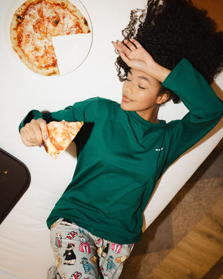 Dark Green Basic Long Sleeve Tee PJ Tops IN YOUR SHOE S