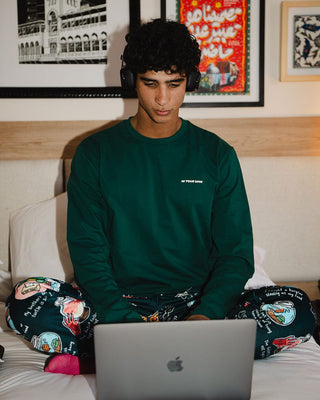 Dark Green Basic Long Sleeve Tee PJ Tops IN YOUR SHOE L