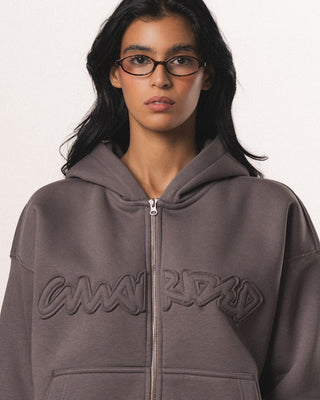 Dark Grey Afterclass Boxy Zip-Up Hoodie Zip Up Hoodies IN YOUR SHOE