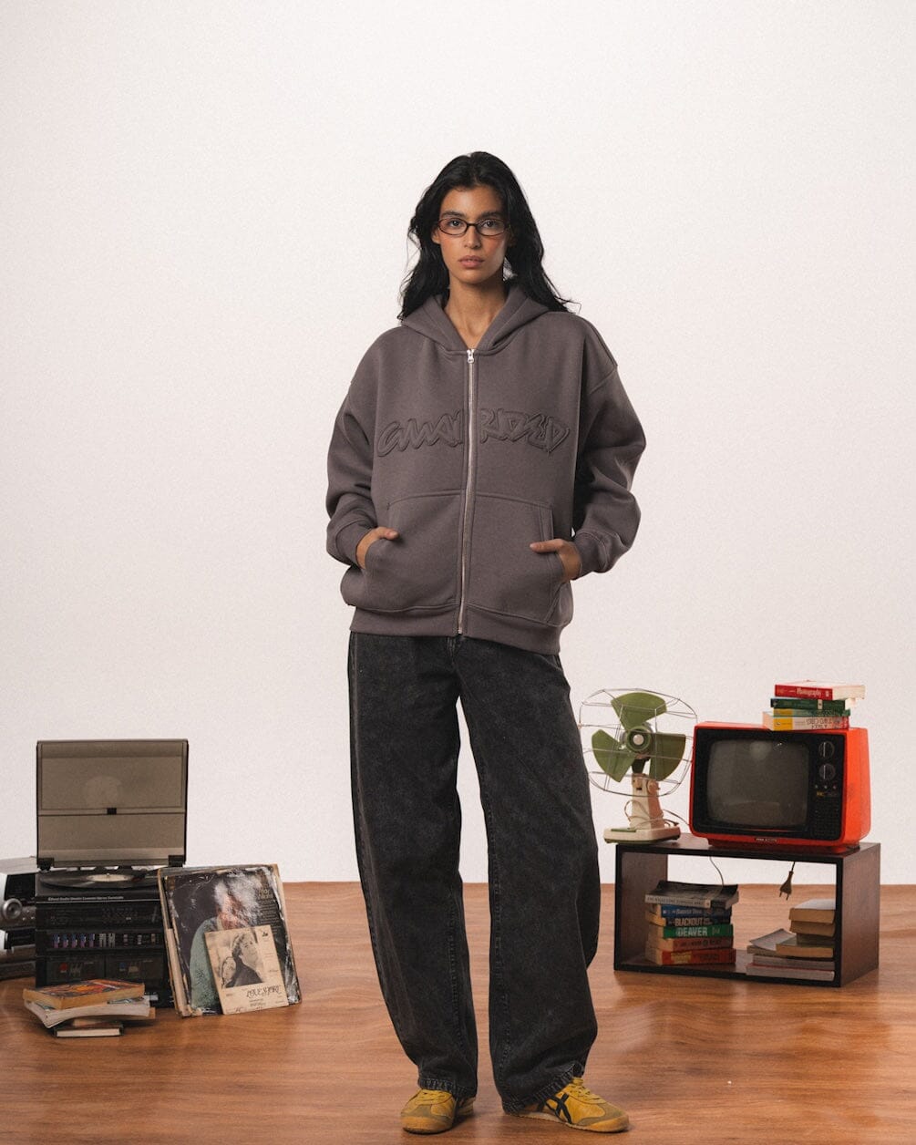 Dark Grey Afterclass Boxy Zip-Up Hoodie Zip Up Hoodies IN YOUR SHOE M