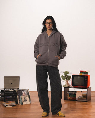 Dark Grey Afterclass Boxy Zip-Up Hoodie Zip Up Hoodies IN YOUR SHOE M