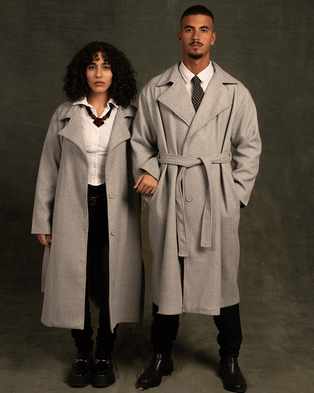 Grey oversized coat sales