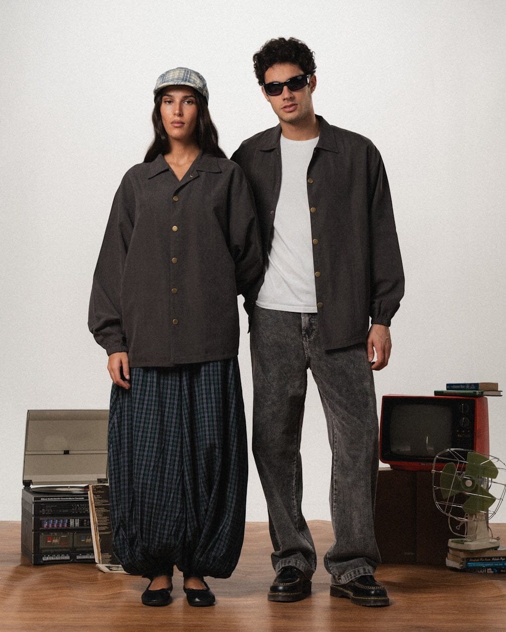 Dark Grey Oversized Textured Windbreaker Windbreaker IN YOUR SHOE S