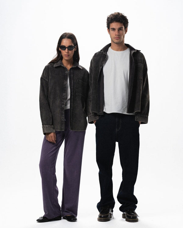 Dark Grey Oversized Washed Corduroy Shirt
